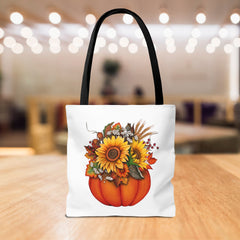 Autumn Floral Tote Bag, Pumpkin Harvest Bag,