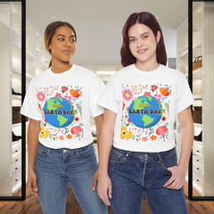 Earth Day Floral Tee — "Happy Earth Day" Graphic T-Shirt