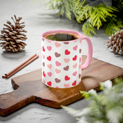Heart Pattern Coffee Mug — Cute Pink & Red Hearts Ceramic Mug (11oz/15oz)