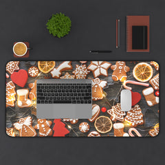Festive Gingerbread Man Desk Mat Holiday Design,