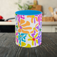 Colorful Floral Pattern Mug — Bright Retro Daisy Coffee Cup (11oz & 15oz)