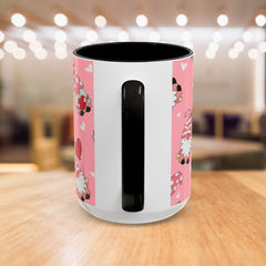 Valentine Gnome Coffee Mug — Pink Heart Pattern 11oz/15oz
