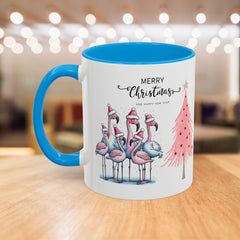 Colorful Holiday Mug, Christmas Flamingo Design