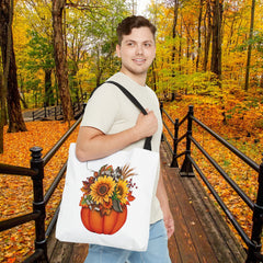 Autumn Floral Tote Bag, Pumpkin Harvest Bag,