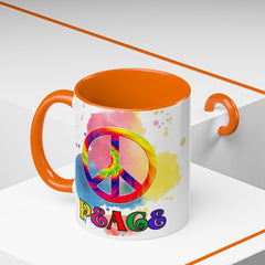 Colorful Peace Mug with Tie-Dye Design, Various Colors & Sizes