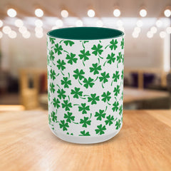 Shamrock Pattern Coffee Mug — St. Patrick’s Day Green Clover Ceramic Mug (11oz & 15oz)