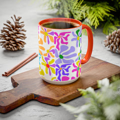 Colorful Floral Pattern Mug — Bright Retro Daisy Coffee Cup (11oz & 15oz)