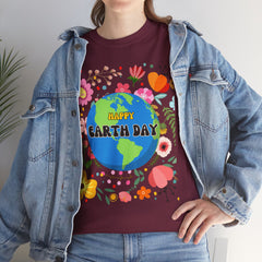 Earth Day Floral Tee — "Happy Earth Day" Graphic T-Shirt
