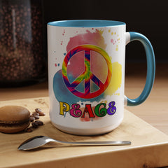 Colorful Peace Mug with Tie-Dye Design, Various Colors & Sizes