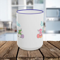 Easter Bunny & Eggs Accent Rim Mug (11oz/15oz)