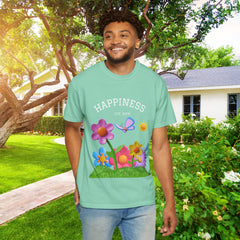 Cheerful Flower Graphic T-Shirt, Happiness Tee,