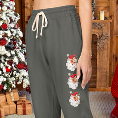 Retro Santa Holiday Fleece Sweatpants - Unisex Lounge Pants,