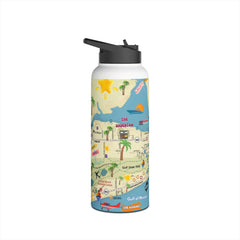 Orange Beach Colorful Coastal Map Water Bottle