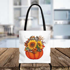 Autumn Floral Tote Bag, Pumpkin Harvest Bag,