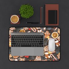 Festive Gingerbread Man Desk Mat Holiday Design,