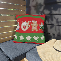 Snowman & Gingerbread Throw Pillow