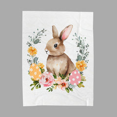 Floral Bunny Velveteen Plush Blanket