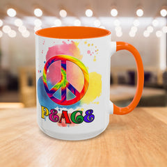Colorful Peace Mug with Tie-Dye Design, Various Colors & Sizes