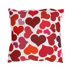 Heart Pattern Pillow — Red & Pink Valentine Patio Cushion