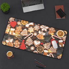 Festive Gingerbread Man Desk Mat Holiday Design,
