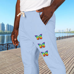 Rainbow Butterfly Fleece Sweatpants - Unisex Lounge Pants,