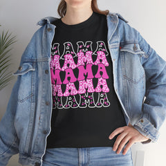 Mama Graphic Tee — Pink Floral Repeat ‘MAMA’ Design