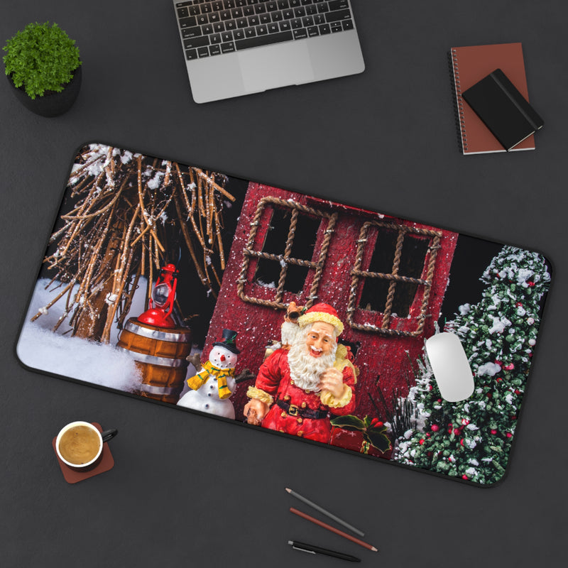 Festive Desk Mat with Holiday Scene, Christmas Desk Accessory,
