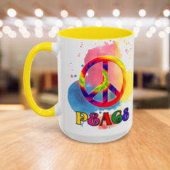Colorful Peace Mug with Tie-Dye Design, Various Colors & Sizes