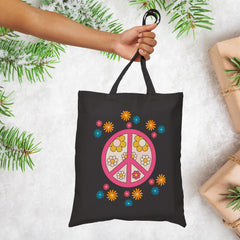 Vintage Peace Love Floral Tote Bag,