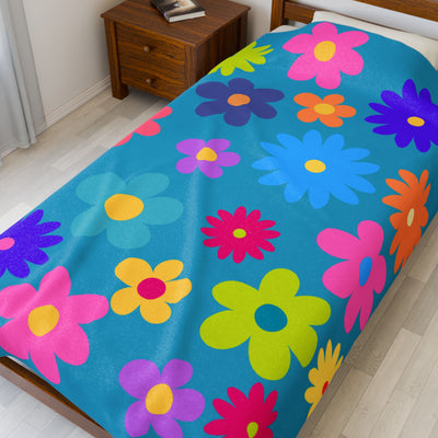 Colorful  Retro Floral Velveteen Plush Blanket,