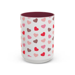 Heart Pattern Coffee Mug — Cute Pink & Red Hearts Ceramic Mug (11oz/15oz)