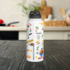 Orange Beach Water Bottle, Eco-Friendly Stainless Steel Hydration Flask,