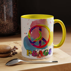 Colorful Peace Mug with Tie-Dye Design, Various Colors & Sizes