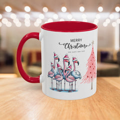 Colorful Holiday Mug, Christmas Flamingo Design