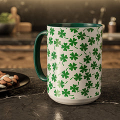 Shamrock Pattern Coffee Mug — St. Patrick’s Day Green Clover Ceramic Mug (11oz & 15oz)