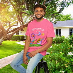 Cheerful Flower Graphic T-Shirt, Happiness Tee,