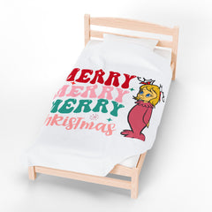 Cozy Christmas Velveteen Plush Blanket, Holiday Gift,