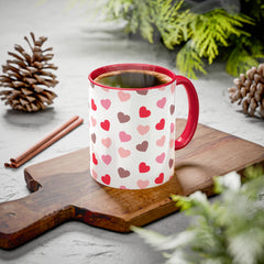 Heart Pattern Coffee Mug — Cute Pink & Red Hearts Ceramic Mug (11oz/15oz)