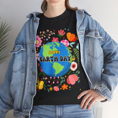 Earth Day Floral Tee — "Happy Earth Day" Graphic T-Shirt