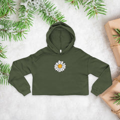 Daisy Floral Women's Cropped Hoodie,