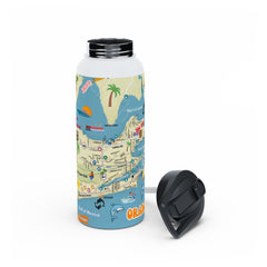 Orange Beach Colorful Coastal Map Water Bottle