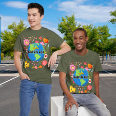 Earth Day Floral Tee — "Happy Earth Day" Graphic T-Shirt