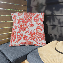Reversible Red Paisley Outdoor Pillows