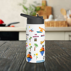Orange Beach Water Bottle, Eco-Friendly Stainless Steel Hydration Flask,