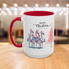 Colorful Holiday Mug, Christmas Flamingo Design