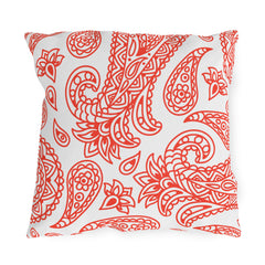Reversible Red Paisley Outdoor Pillows