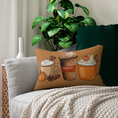 Pumpkin Spice Latte Lumbar Pillow - Cozy Fall Decor, Seasonal Home Accent, Autumn Pillow, Thanksgiving Gift, Cafe Style Decor