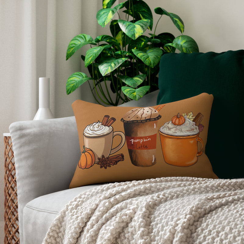 Pumpkin Spice Latte Lumbar Pillow - Cozy Fall Decor, Seasonal Home Accent, Autumn Pillow, Thanksgiving Gift, Cafe Style Decor