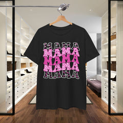 Mama Graphic Tee — Pink Floral Repeat ‘MAMA’ Design