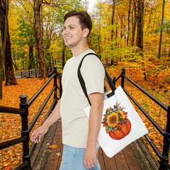 Autumn Floral Tote Bag, Pumpkin Harvest Bag,